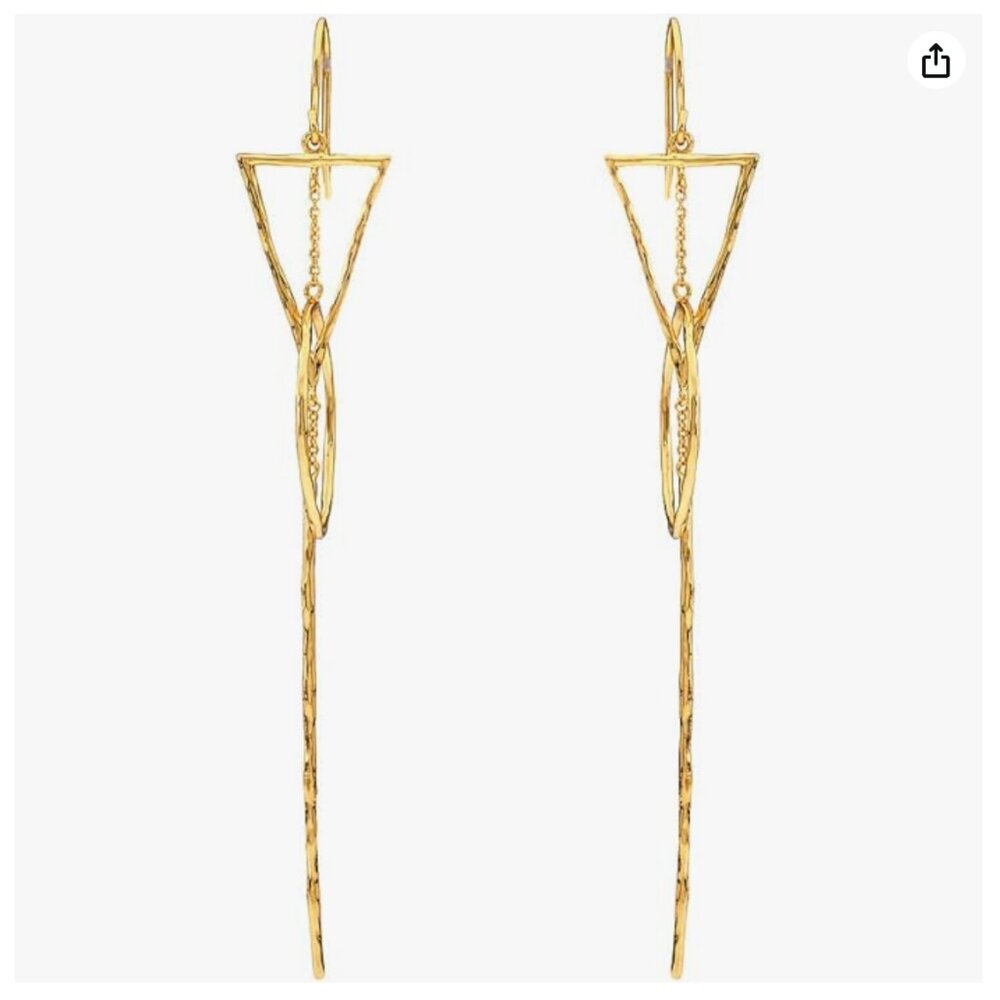 NWOT Gorjana 18k Gold-Plated Interlocking Triangle Gold Drop Earrings